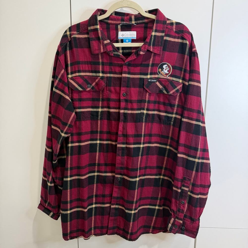 Columbia Men’s XXL Florida State Seminoles FSU Plaid Long Sleeve Flannel Shirt